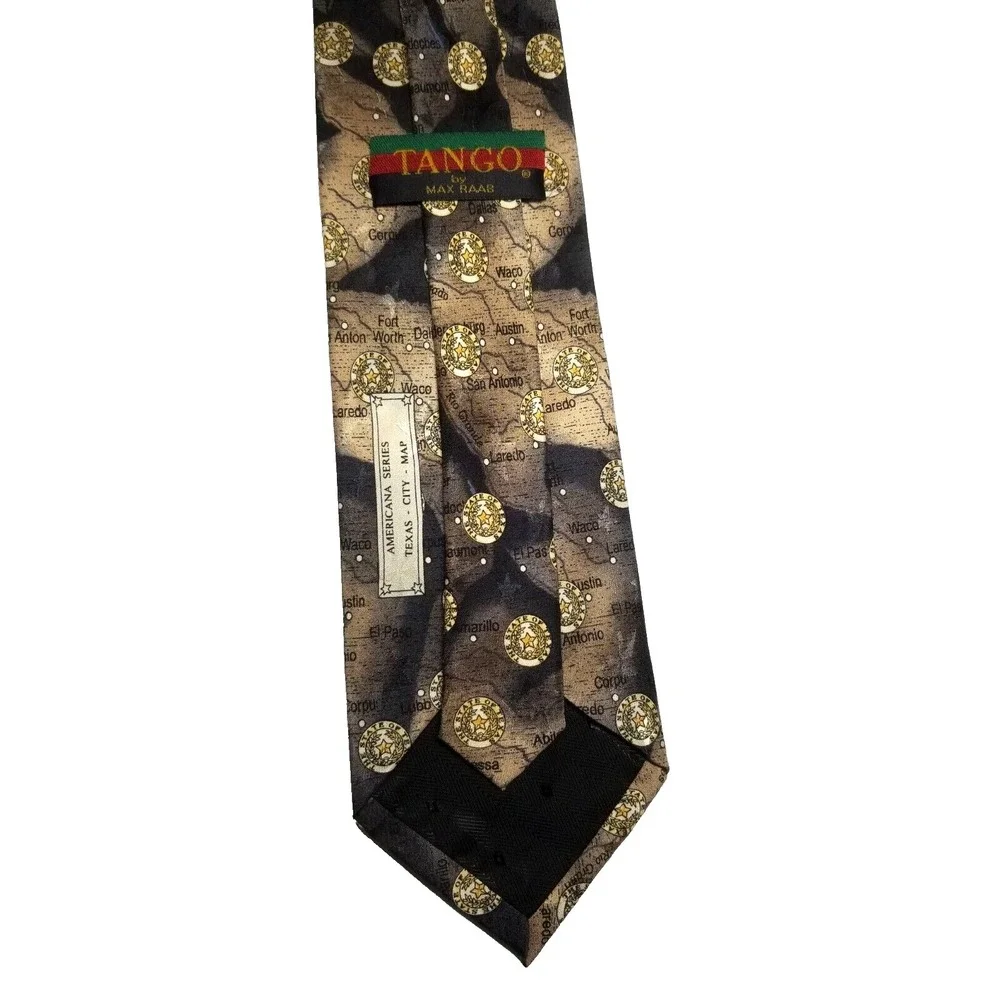 Tango by Max‎ Raab Americana Series - Texas City Map Brown Silk Tie